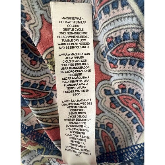 Chico’s Blue Multicolor Paisley Blouse Size 3 (XL/16) Cold-Shoulder Stretch - Picture 11 of 14